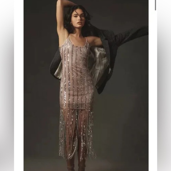 Anthropologie Dresses & Skirts - Anthropologie Metallic Fringe Mini Dress
